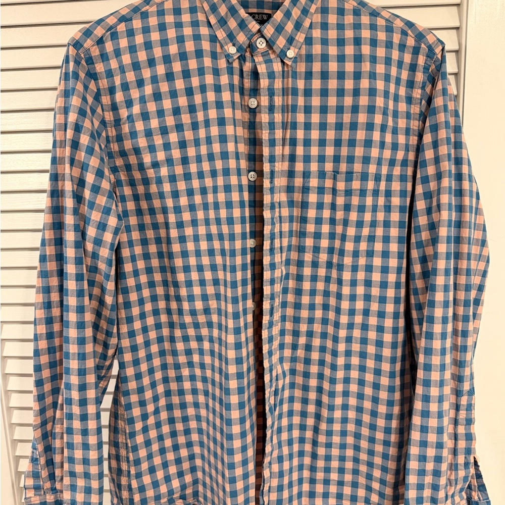 J. Crew Blue and Pink Plaid Casual Shirt